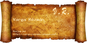 Varga Rézmán névjegykártya